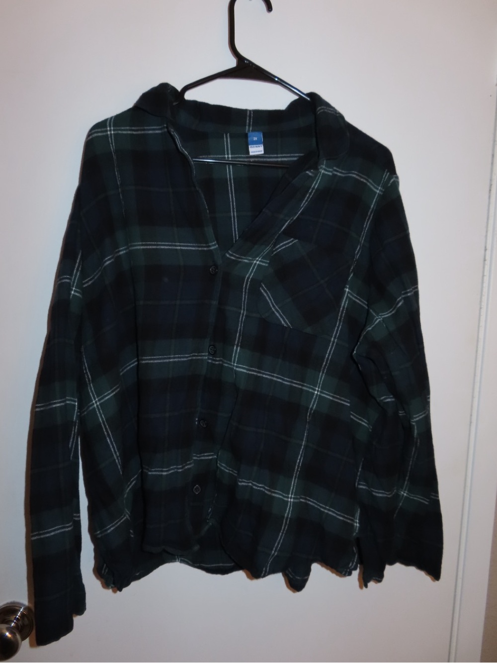 Old Navy Green & Black Plaid Button-Front Pajama Top